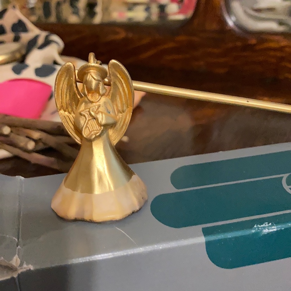 Golden pewter angel candle snuffer